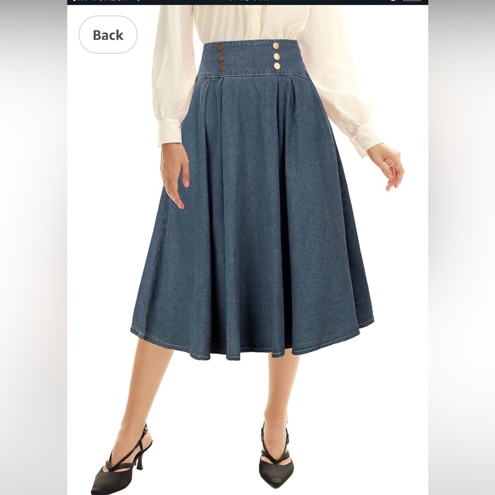 Belle Poque Blue Denim Fit and Flare 50s style Skirt